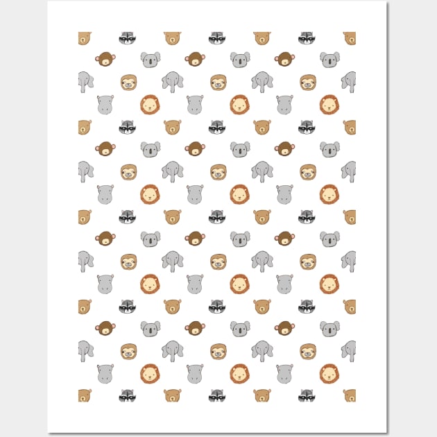 Animals - beige grey stripe - White Wall Art by crumpetsandcrabsticks